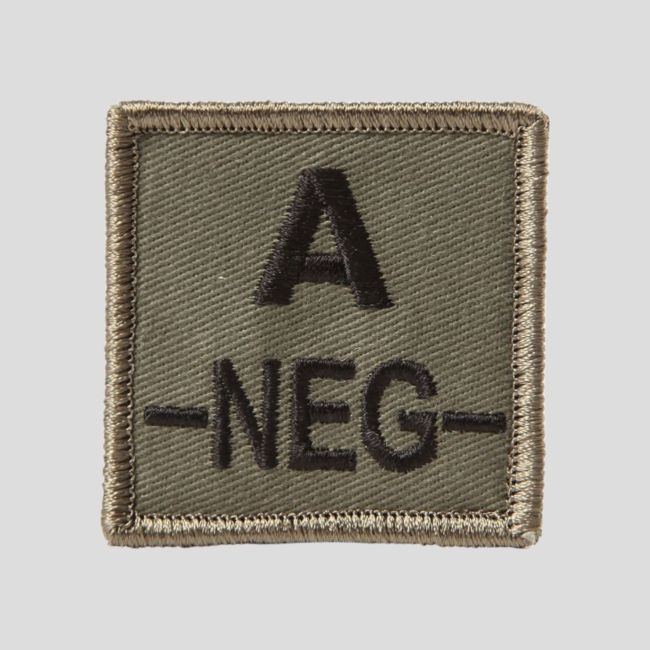 Quadratischer 3D-Stoff-Patch Blutgruppe A- mit Klettverschluss - Olivgrün