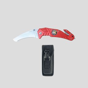 Gurtschneider- und Glasbrecher-Messer (Klinge 8,5 cm) Feuerwehr mit Etui - Rot - Patrol Equipement