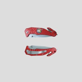Couteau coupe-sangle et brise-vitre (lame 8,5cm) Sapeurs Pompiers avec étui - Rouge - Patrol Equipement