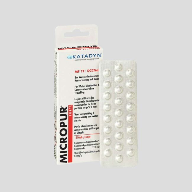 Scatola da 50 compresse Micropur Forte MF 1T/50T (disinfezione e conservazione dell'acqua) - Katadyn