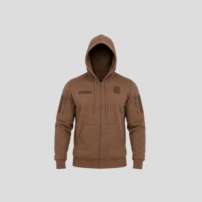 Felpa militare Spider con zip e velcro ricamato Esercito Francese - Coyote - OPEX