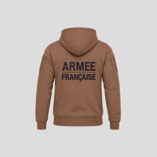 Sweat militaire Spider avec zip et velcro brodé Armée Française - Coyote - OPEX