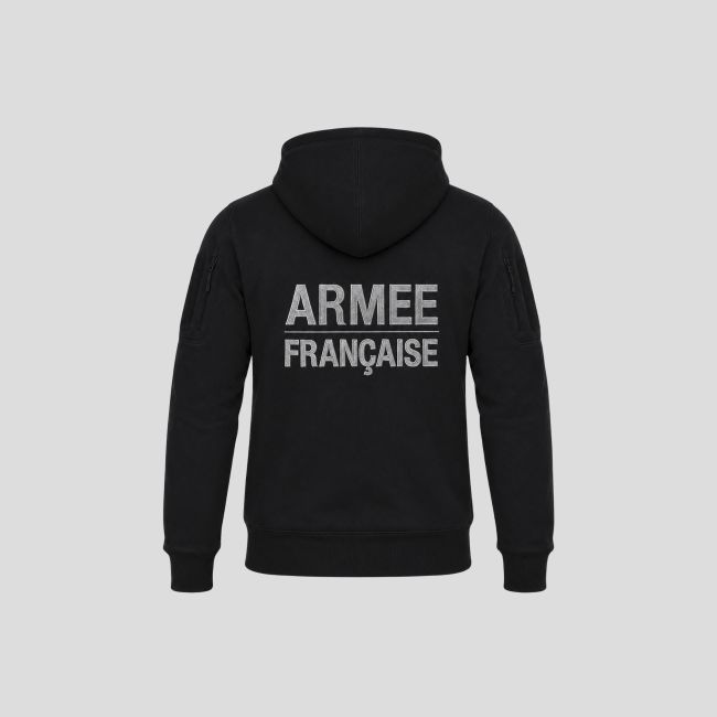 Bluza militarna Spider z zamkiem błyskawicznym i rzepem haftowanym Armée Française - Czarny - OPEX