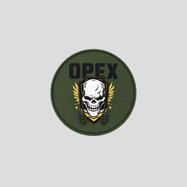 Patch PVC redondo Crânio Granadas - Verde Olive - OPEX