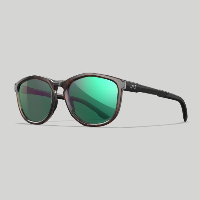 Occhiali da sole Bravo (lenti Captivate™ polarizzati e specchio Verde) - Marrone Maculato/Nero - Wiley X