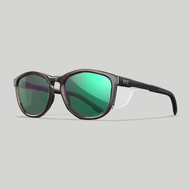 Gafas de sol Bravo (lentes Captivate™ polarizados y espejo Verde) - Marrón Jaspeado/Negro - Wiley X