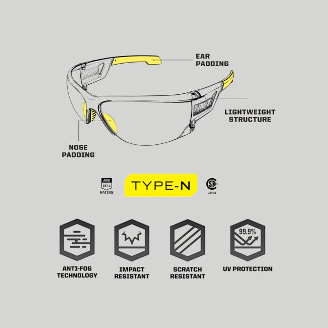 Ballistische Schutzbrille Typ-N (Klare Gläser) - Transparent - Mechanix