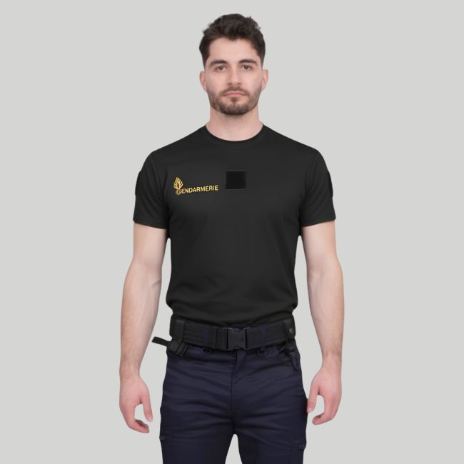 T-shirt Cooldry avec velcro Gendarmerie Mobile - Noir - Patrol Equipement