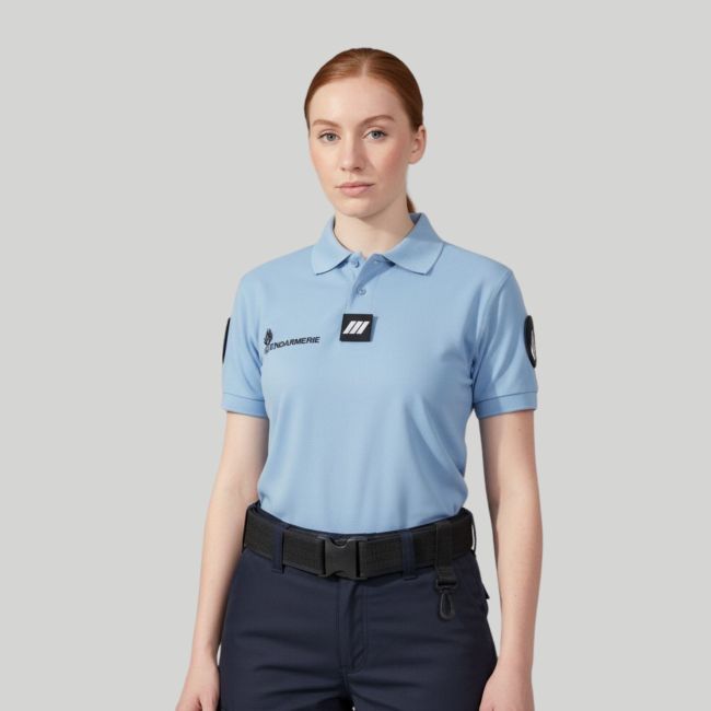 Polo-Shirt mit kurzen Ärmeln Cooldry mit Klettverschluss Gendarmerie Damen - Himmelblau - Patrol Equipement