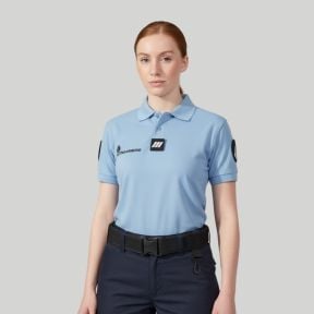 Polo z krótkim rękawem Cooldry z rzepem Gendarmerie damskie - Błękitny - Patrol Equipement
