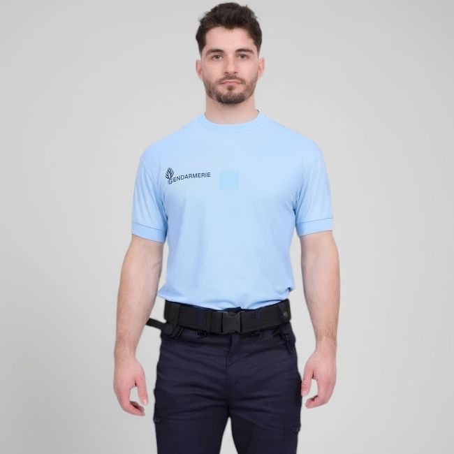 T-shirt Cooldry avec velcro Gendarmerie - Bleu Ciel - Patrol Equipement