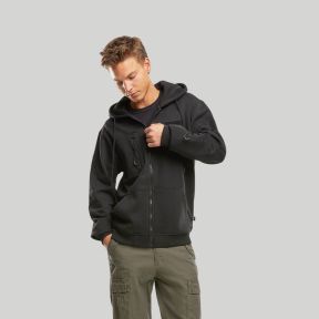 Sweat à capuche zippé tactique - Noir - Brandit