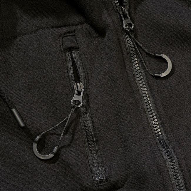 Felpa con cappuccio con zip tattica - Nero - Brandit