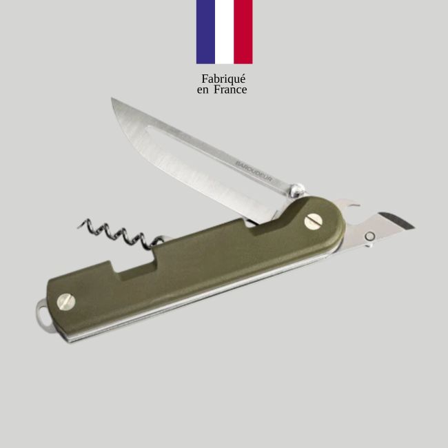Couteau Baroudeur (lame évidée) + couverts - Kaki - TB Outdoor