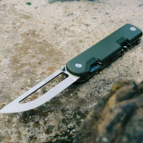 Baroudeur Messer (ausgehöhlte Klinge) + Besteck - Khaki - TB Outdoor