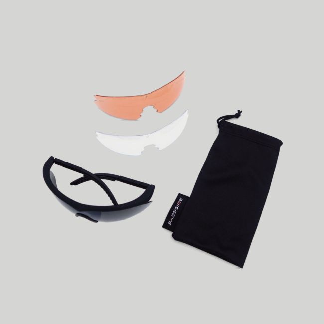 Lunettes tactiques Raptor (kit 3 verres Incolore/Fumé/Orange) - Noir - Swisseye