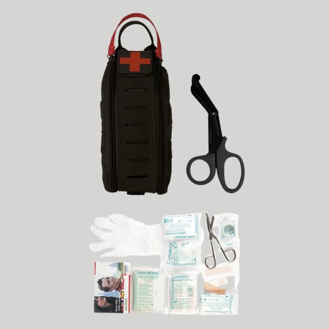Bolsa IFAK Rapid completa (28 peças) com tesouras - Preto - Mil-Tec