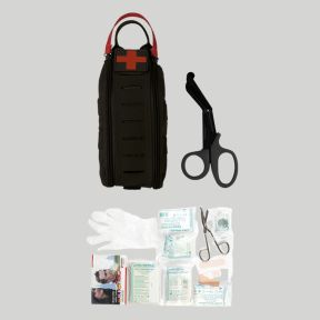 Pochette IFAK Rapid remplie (28 pièces) avec ciseaux - Noir - Mil-Tec