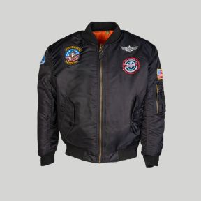 Blouson bomber MA1 avec badges enfant - Noir - Mil-Tec