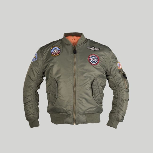 Bomber MA1 com patches infantil - Verde Oliva - Mil-Tec