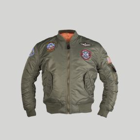 Kurtka bomber MA1 z naszywkami dla dzieci - Oliwkowa zieleń - Mil-Tec