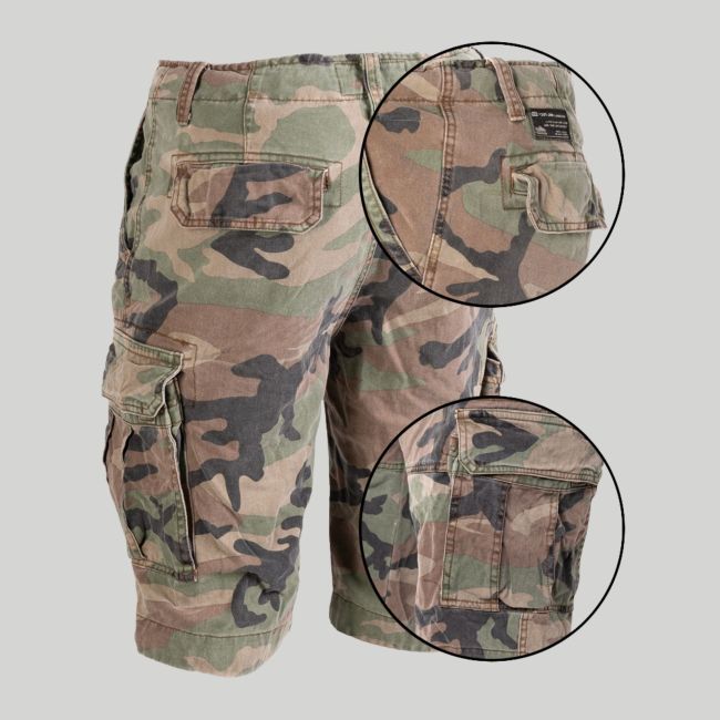 Short Vintage slavato - Woodland - Mil-Tec