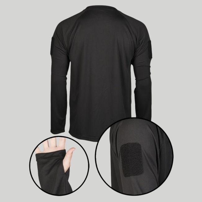 Tactisch Quick Dry T-shirt met lange mouwen - Zwart - Mil-Tec