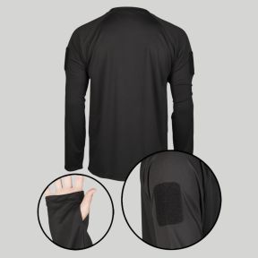 T-shirt tática Quick Dry de mangas compridas - Preto - Mil-Tec