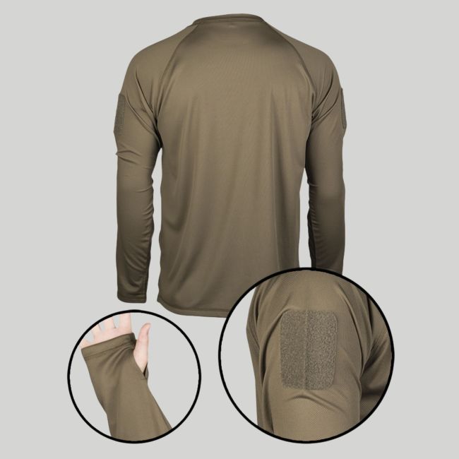Camiseta táctica Quick Dry de manga larga - Verde Oliva - Mil-Tec