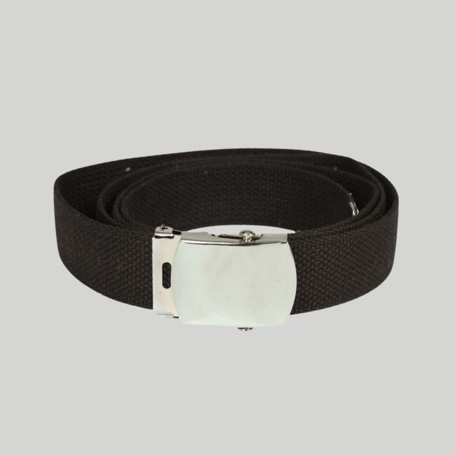 Ceinture en toile US avec boucle argent - Noir - Mil-Tec