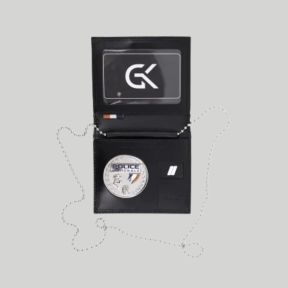 Portacarteras de cuero con espacio para grado y medalla y cadena desmontable - Negro - GK