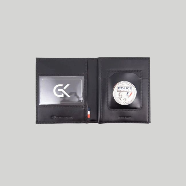 Porte-cartes horizontal 3 volets en cuir - Noir - GK