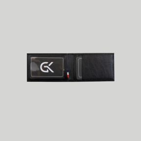 Porta carte orizzontale mini a 2 scomparti in pelle - Nero - GK