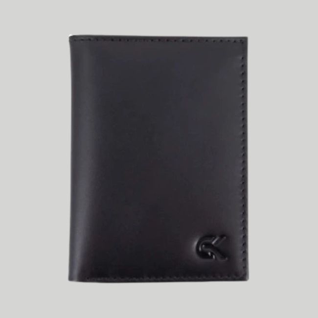 Porta carte mini 2 scomparti in pelle - Nero - GK