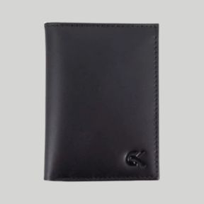 Porta-cartões mini 2 dobras em couro - Preto - GK