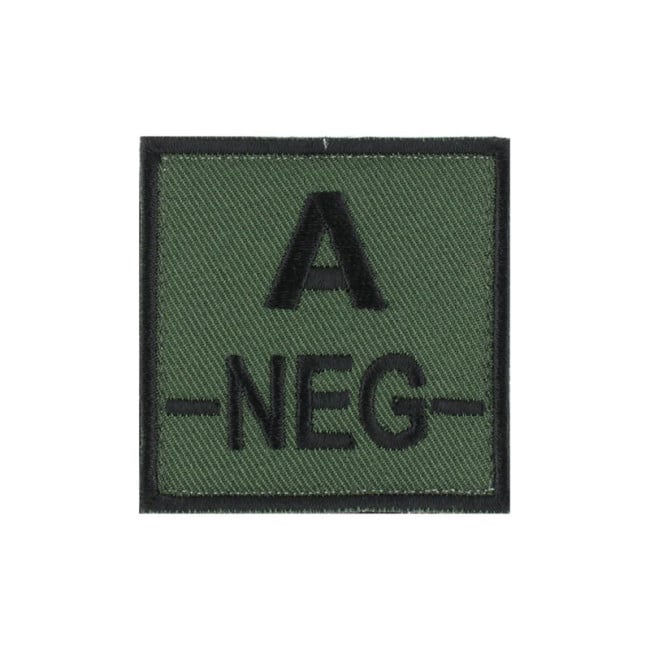 Écusson groupe sanguin A- Noir sur Vert Armée - DMB Écusson groupe sanguin A- Noir sur Vert Armée - DMB