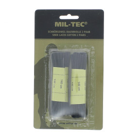 Lot de 2 paires de Lacets 140 cm coton Noirs - Miltec