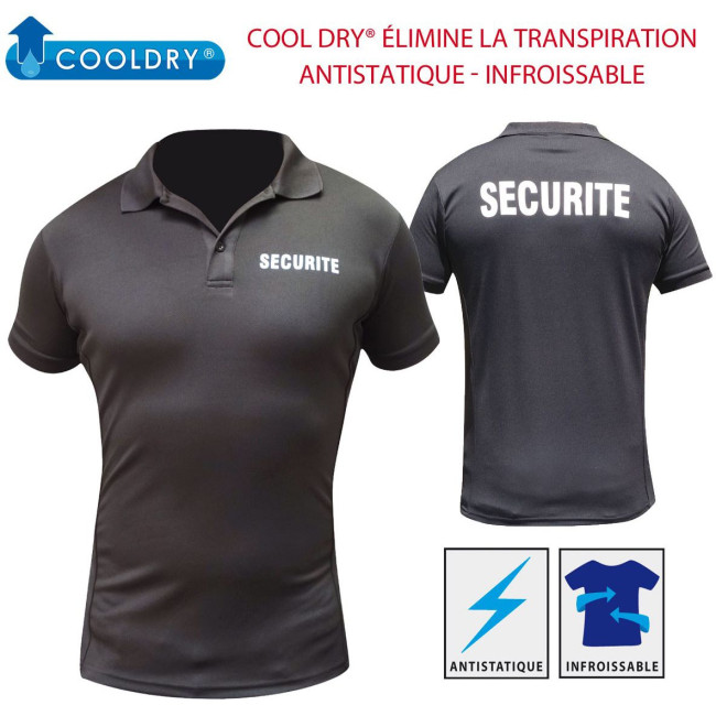 Polo Cooldry SECURITE Noir - Patrol