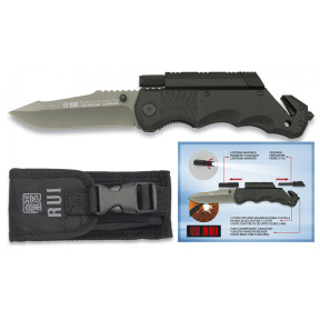 Couteau de poche silex et torche Noir - K25