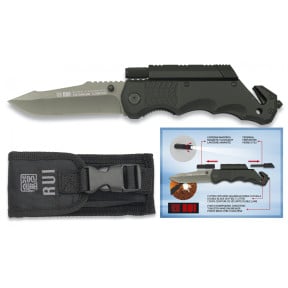 Couteau de poche silex et torche Noir - K25