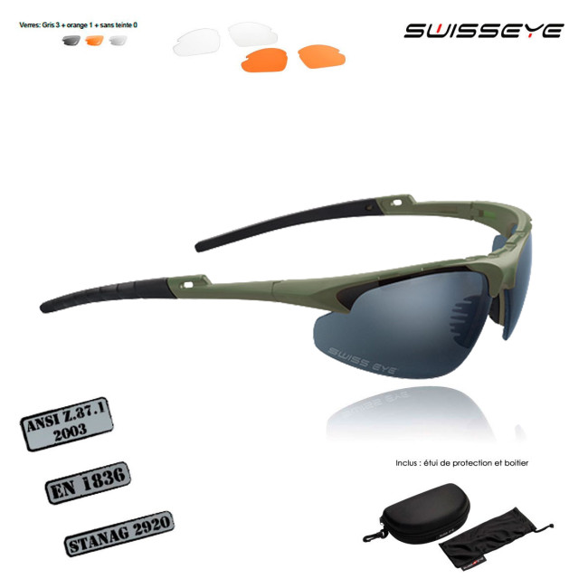 Lunettes balistiques et de soleil Apache Vert OD - Swisseye