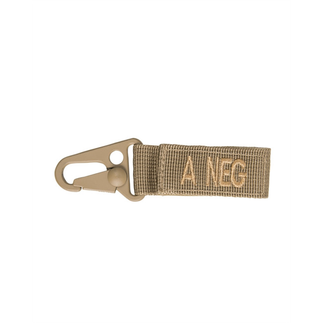 Porte clé tactique groupe sanguin A- Coyote - Miltec