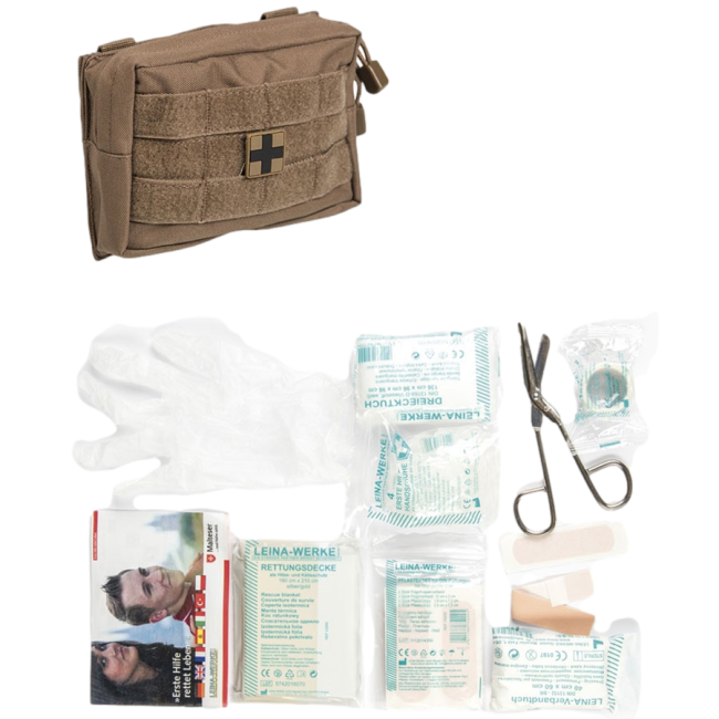 Kit de premier secours Leina Pro. de 25 pièces coyote - Miltec Kit de premier secours Leina Pro. de 25 pièces coyote - Miltec