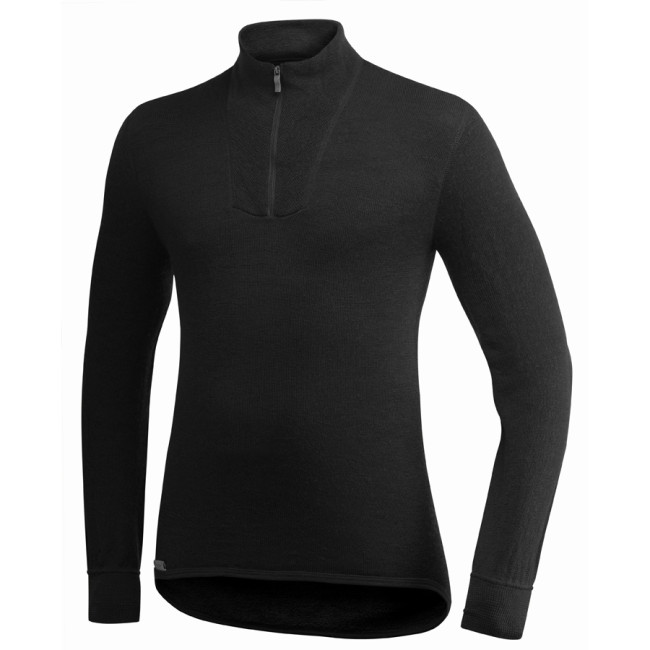Koszulka z długimi rękawami z zamkiem Turtleneck 200 czarna - Woolpower