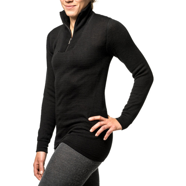 Tee-shirt manches longues avec zip Turtleneck 200 noir - Woolpower