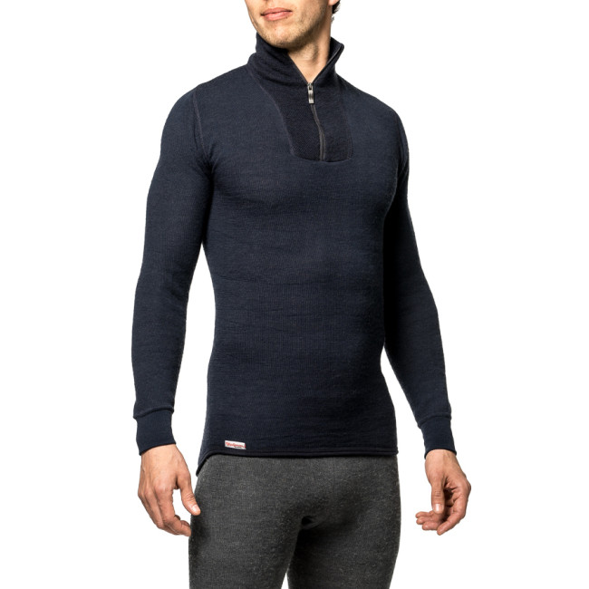 Koszulka z długimi rękawami z zamkiem Turtleneck 200 granatowa - Woolpower