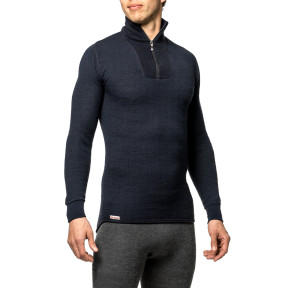 Koszulka z długimi rękawami z zamkiem Turtleneck 200 granatowa - Woolpower