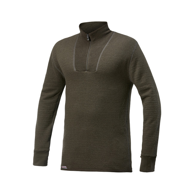 Langarm-T-Shirt mit Reißverschluss Turtleneck 200 grün - Woolpower