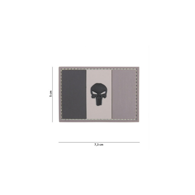 3D Patch Punisher französische Flagge aus PVC - grau - 101 Inc