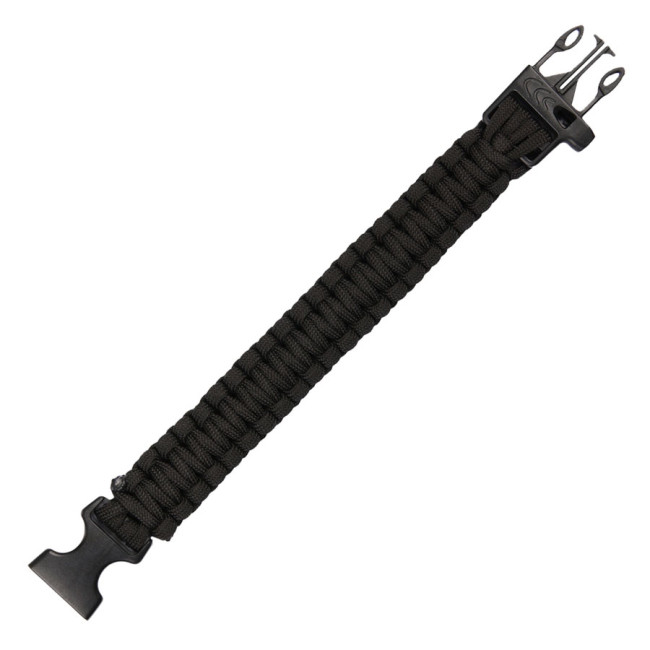 Bransoleta survivalowa z gwizdkiem czarna - 101 Inc